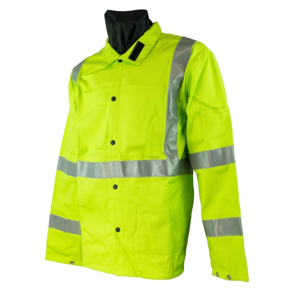 Powerweld High-Viz FR Cotton Welding Jacket, Lime Green, Medium PWGHVM - main